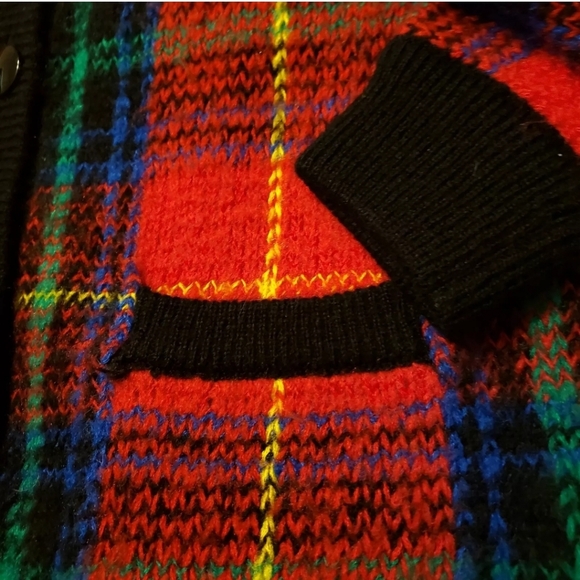 Vintage Tartan Plaid Red blue green Button Cardigan - Picture 3 of 16